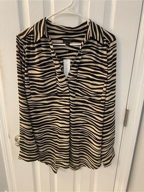 Ann Taylor Zebra-Print Camp shirt